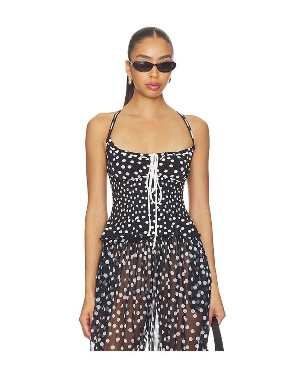 Leslie Amon Black Satin Top