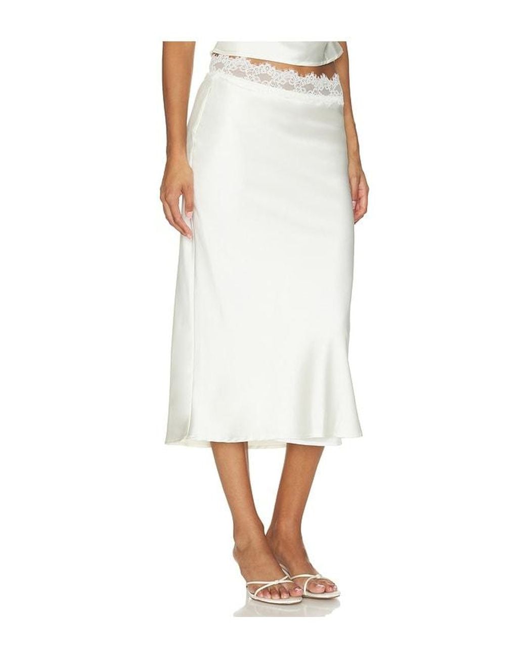 MORE TO COME White Rowan Lace Midi Skirt