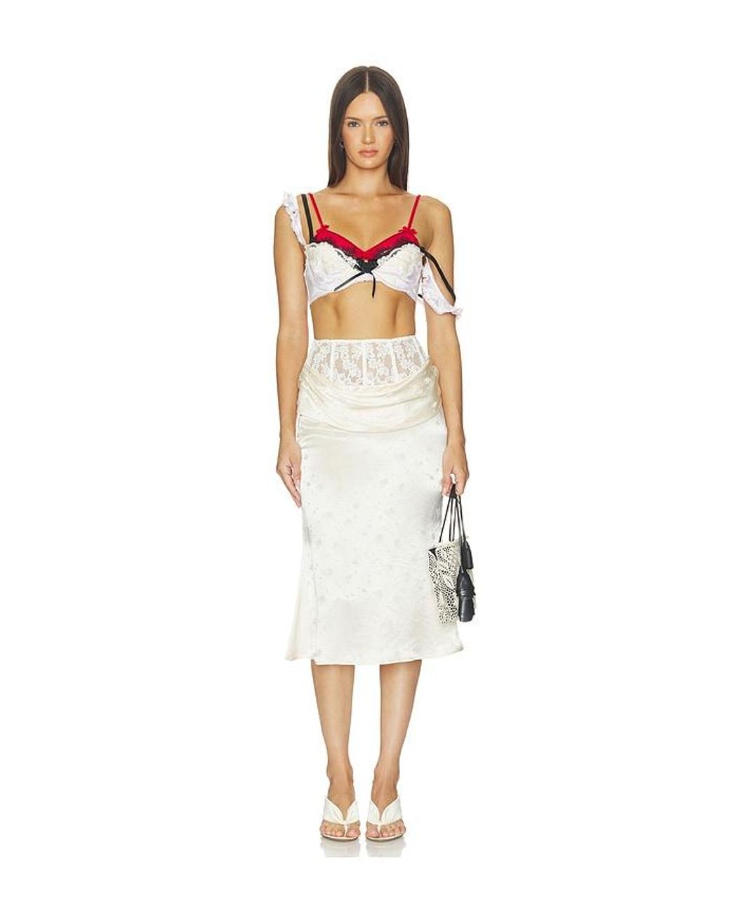 Markgong White Lace Mermaid Skirt