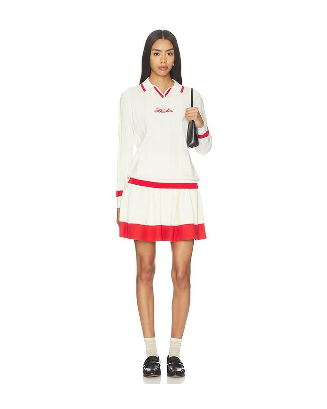 Khalhon White V-Tipped Varsity Knit Pullover