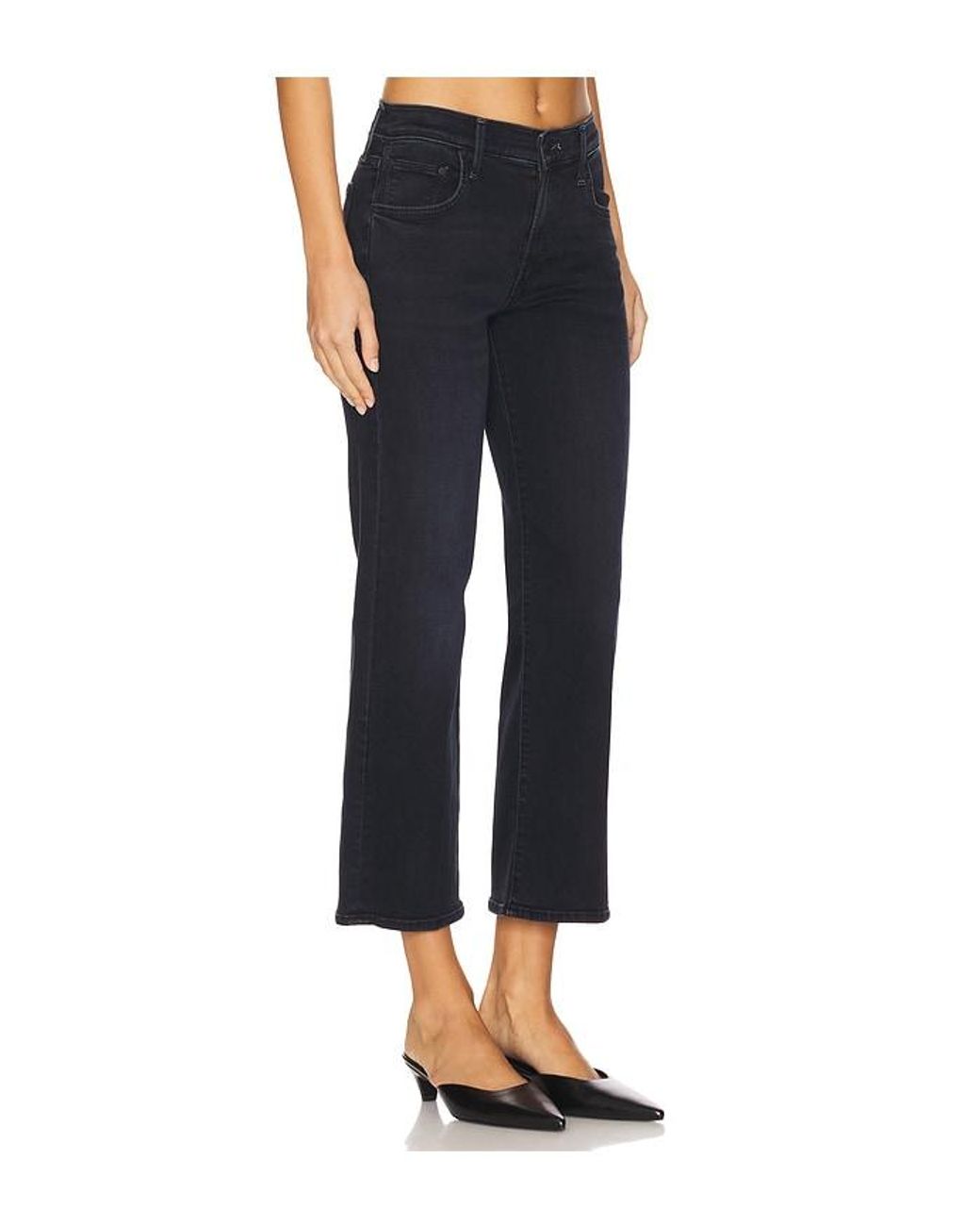 Mother Blue Petite Lil' Mid Rise Zip Rambler Jeans