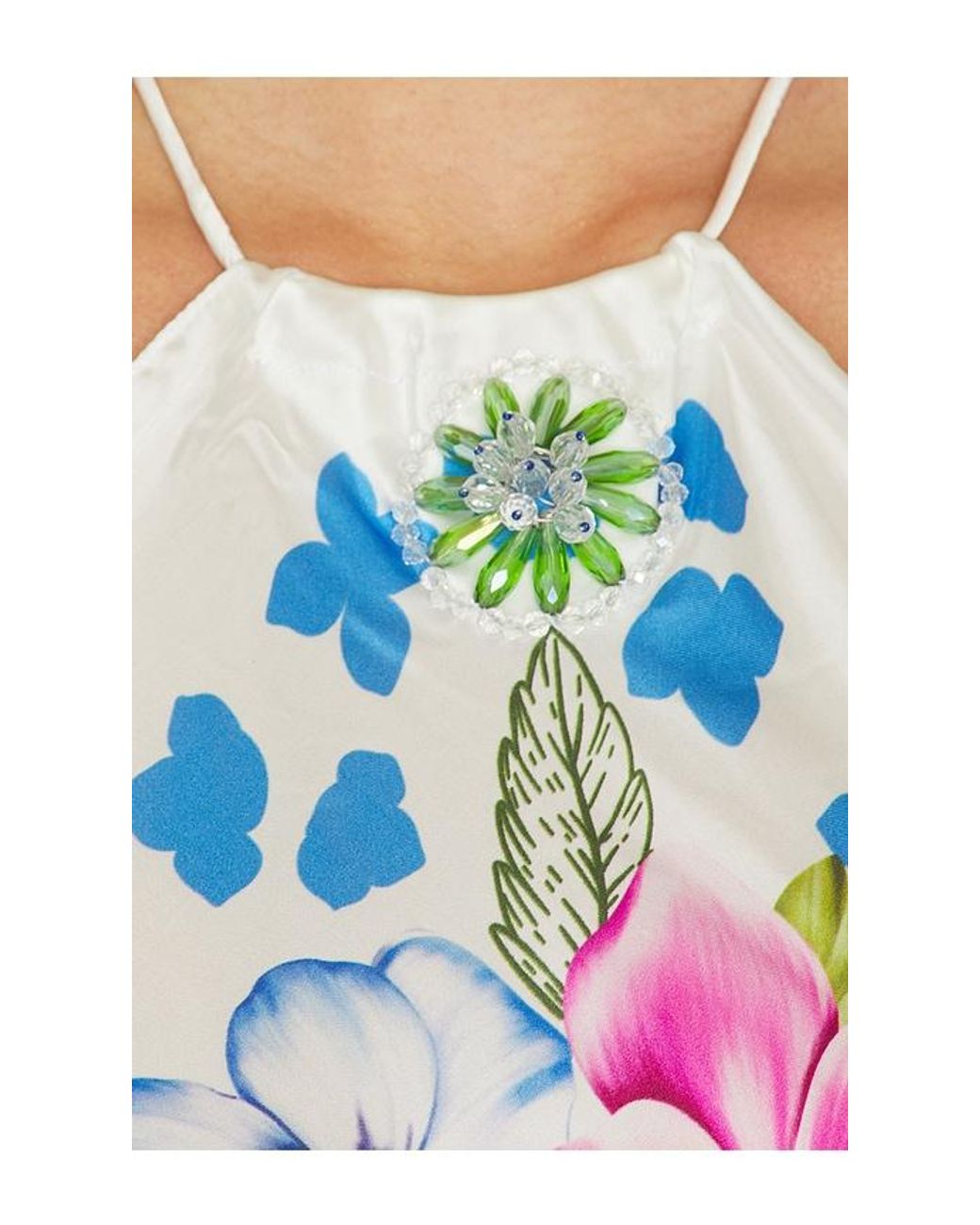 VERANDAH Multicolor Hydrangea Crystal Scarf Blouse