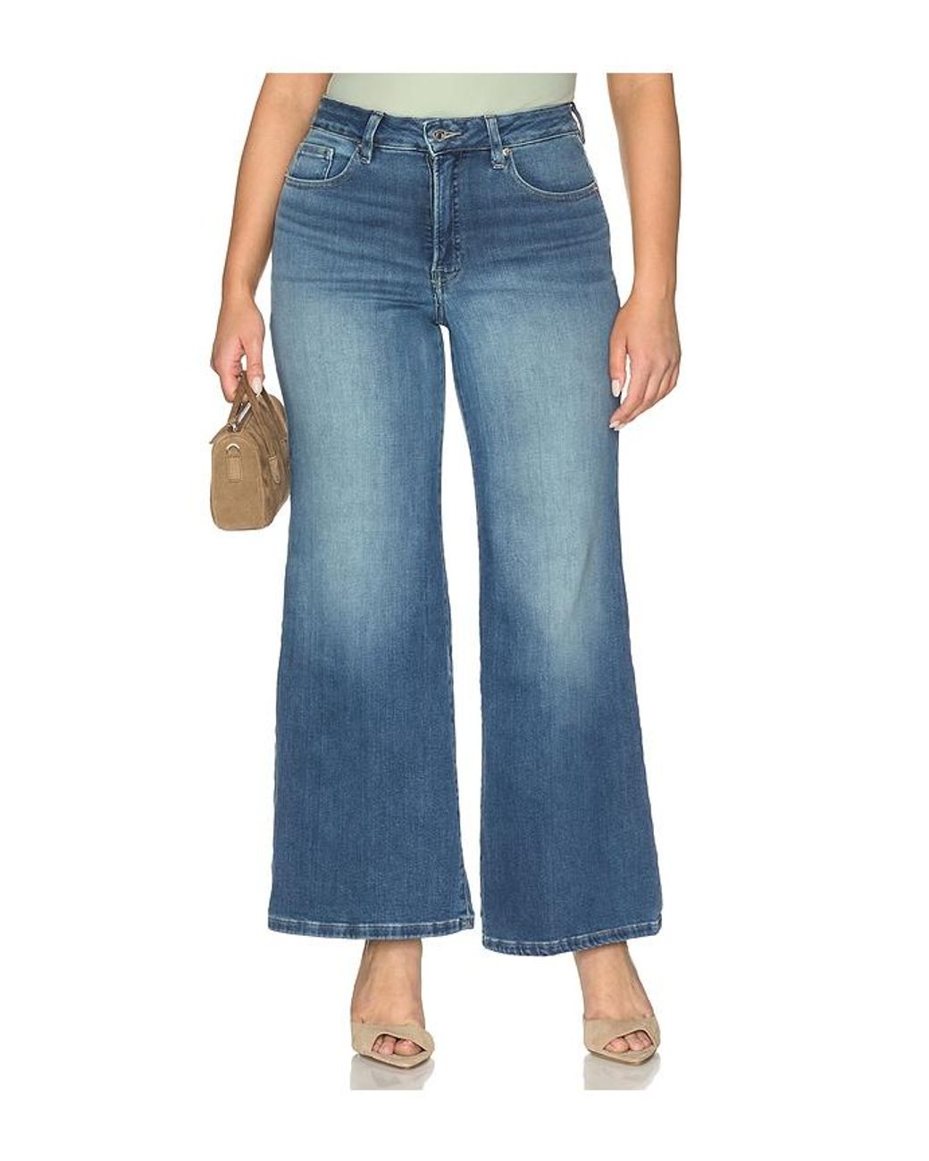 GOOD AMERICAN Blue Soft Tech High Palazzo Ankle Jeans