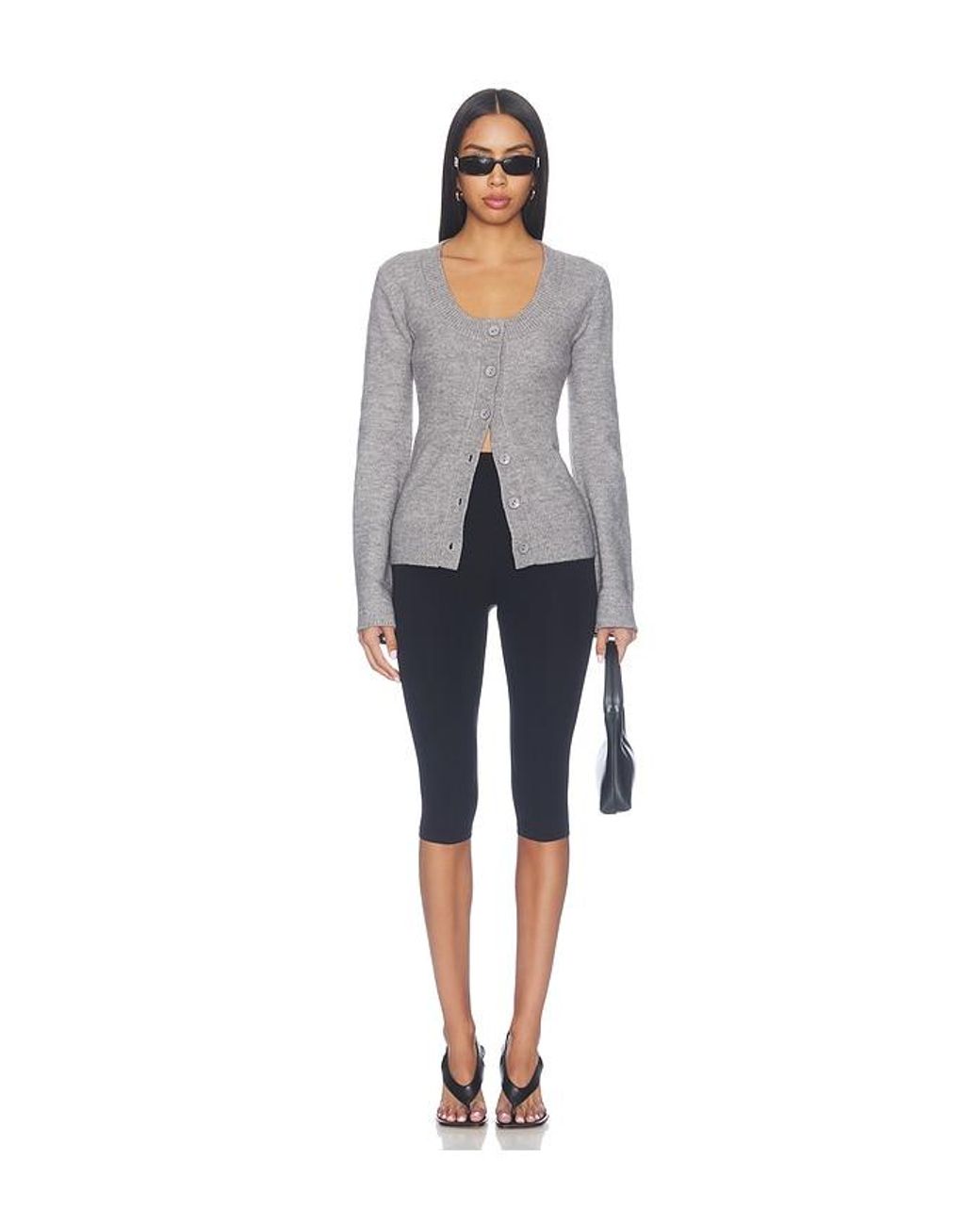 superdown Gray Amelie Button Front Sweater
