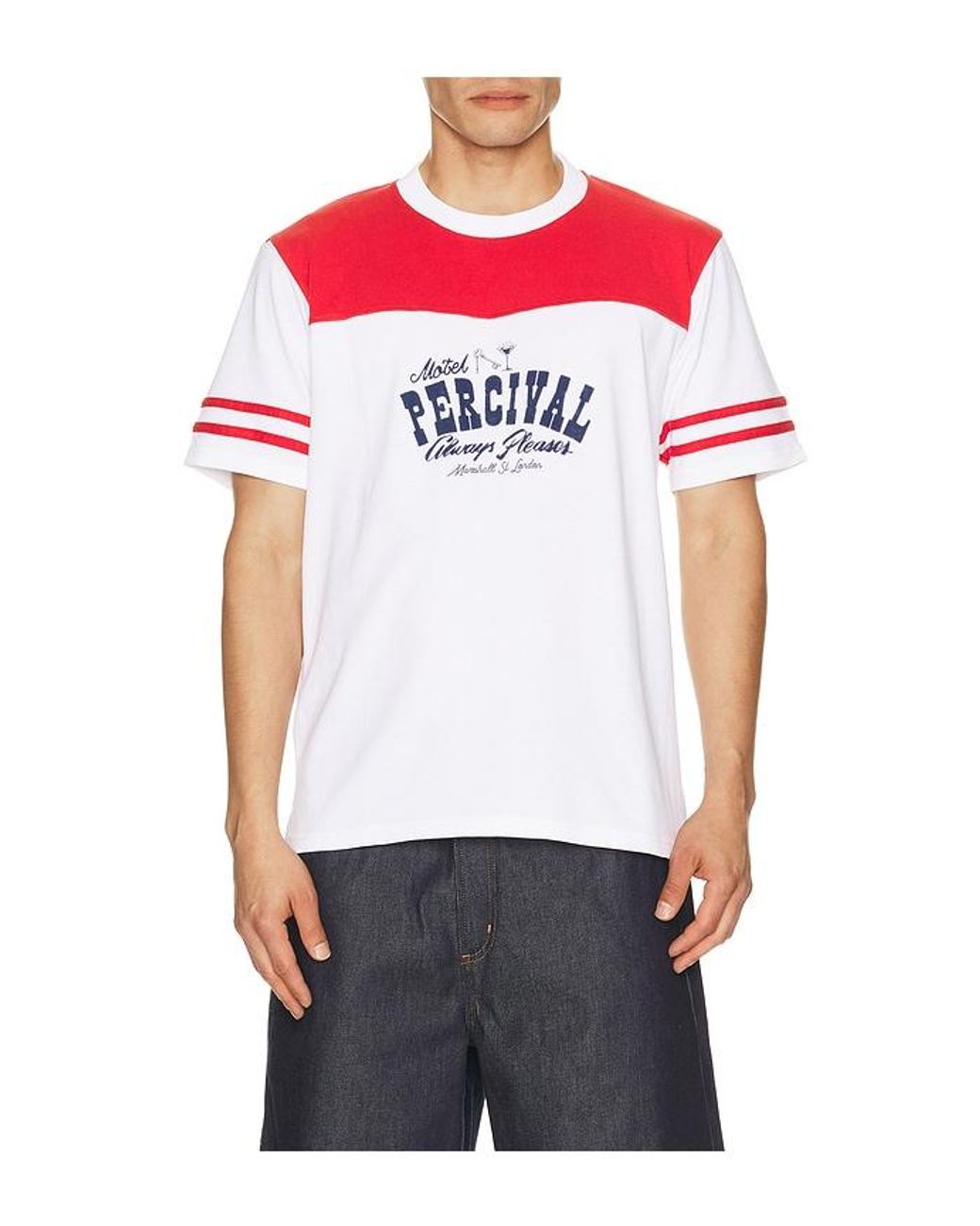 Percival White Cut And Sew Regular Tee for men