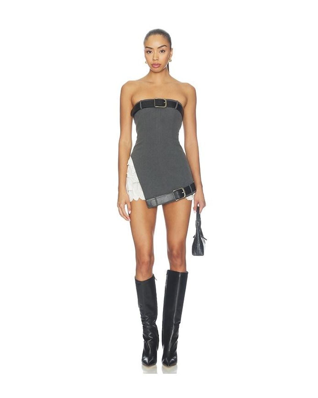 MARRKNULL Gray Dislocation Crop Dress