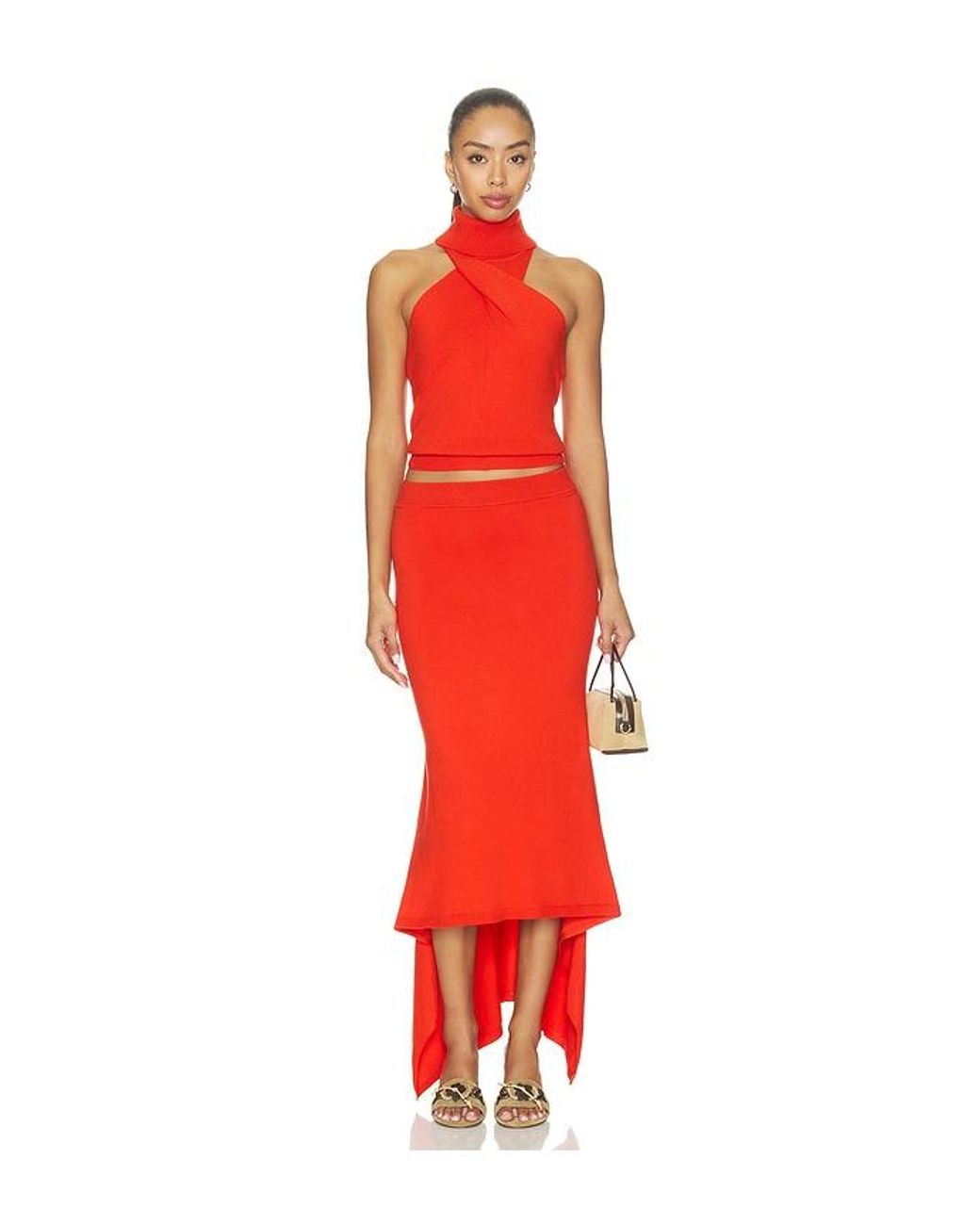 Monse Red Twist Front Top