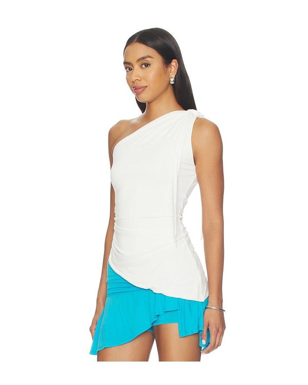 Mimchik Blue One-Shoulder Tie Top