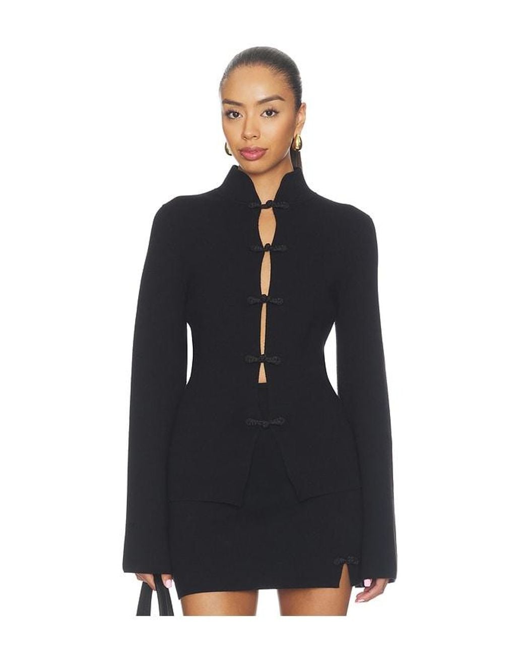 SAU LEE Black Otto Tang Cardigan