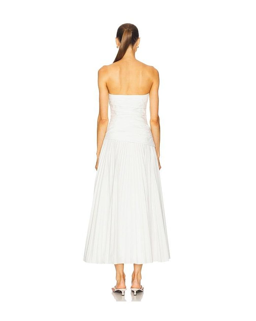 Jonathan Simkhai White Arie Strapless Bustier Midi Dress