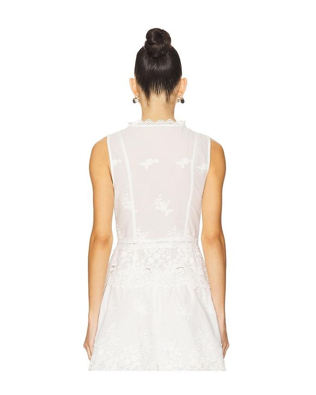 WeWoreWhat White Lace Button Up Top