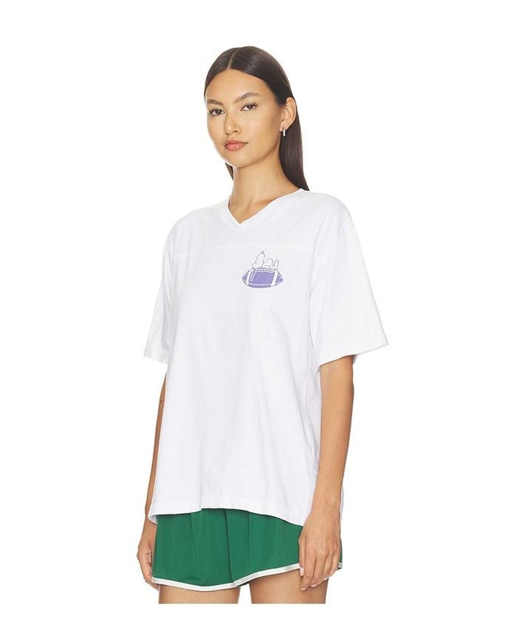 Junk Food White Snoopy Go Go Team V-Neck Yoke Tee
