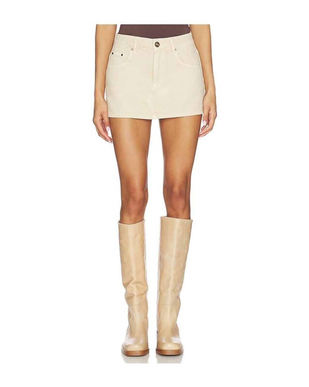 SNDY'S White Cole Denim Mini Skirt