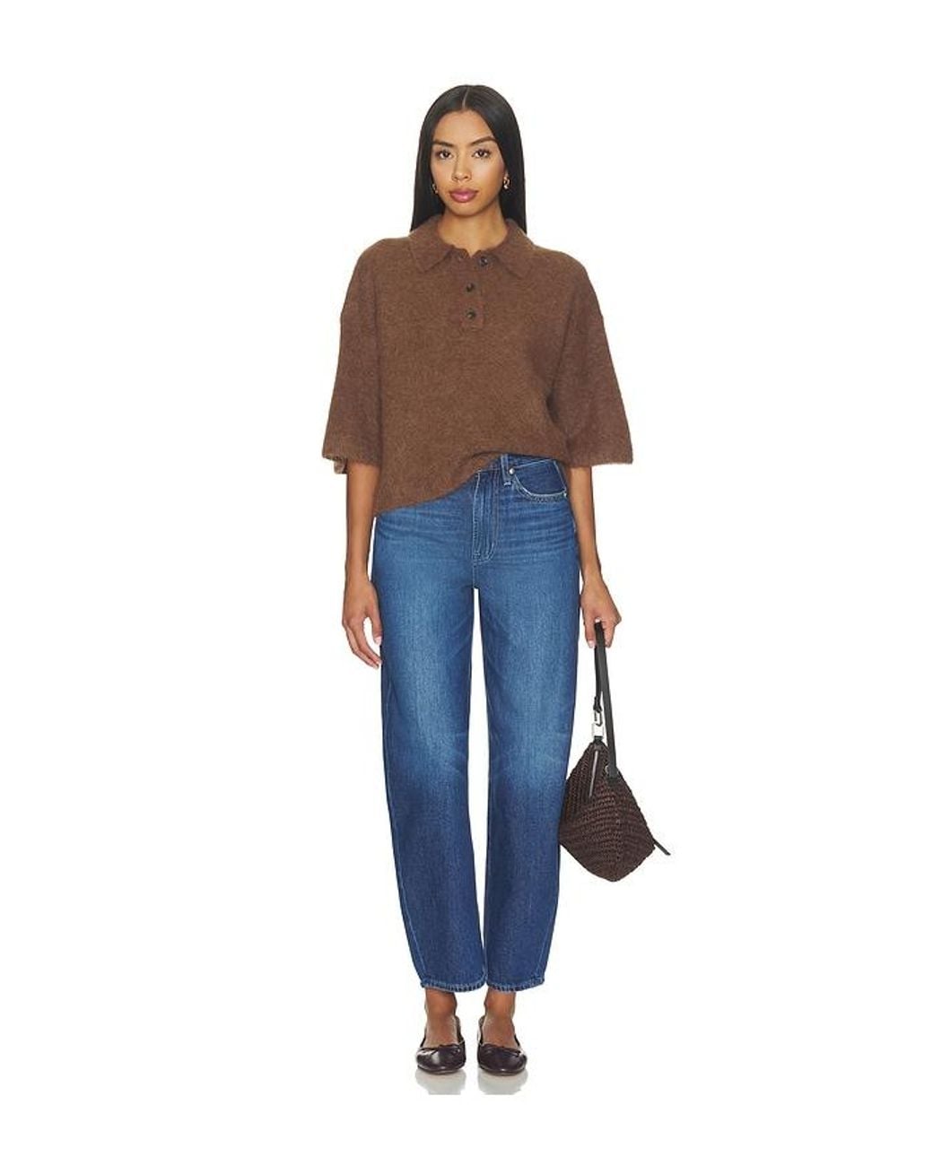Pistola Blue Nadya Alpaca Blend Boxy Polo Sweater Top