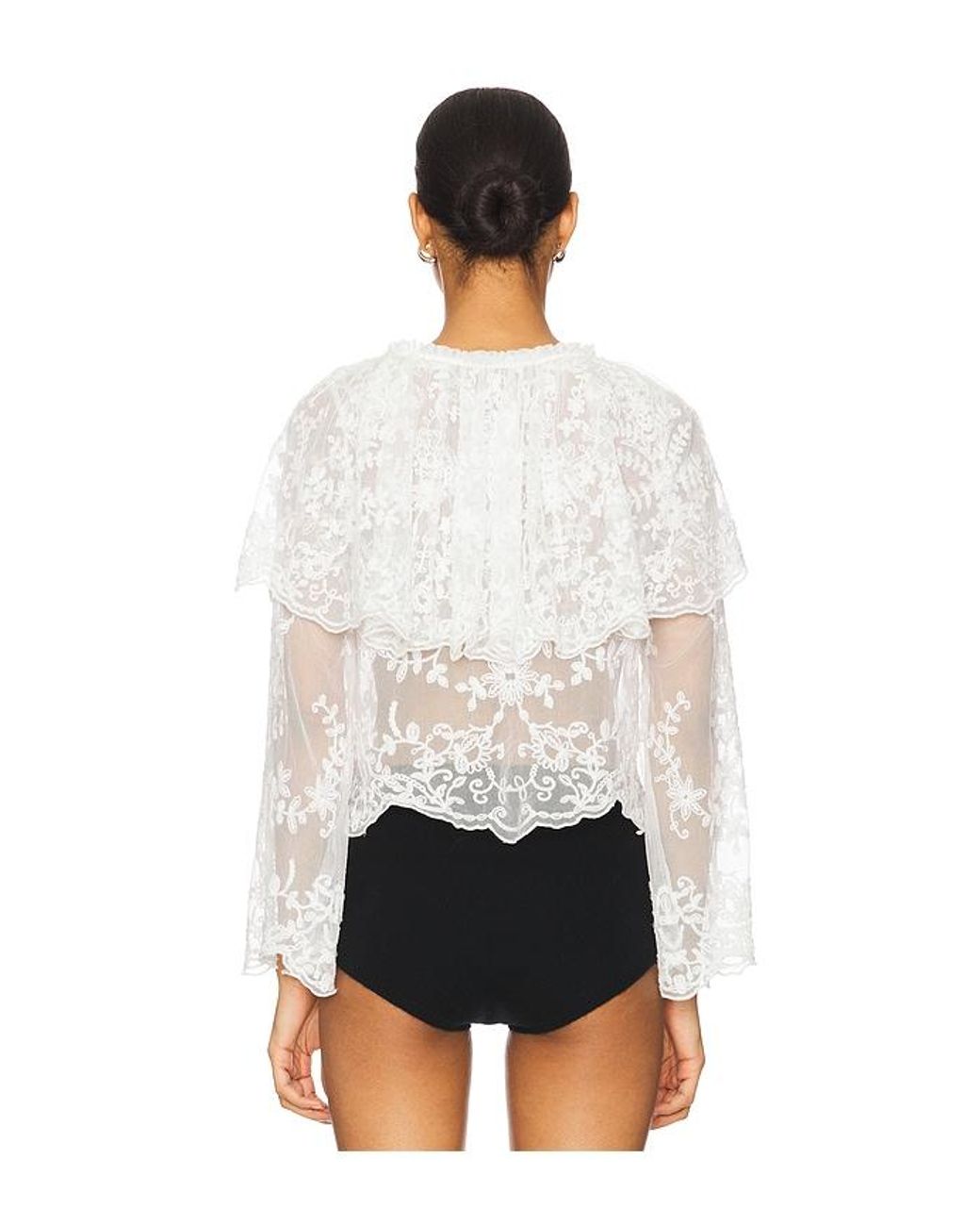 Sea White Marja Embroidery Capelet Blouse