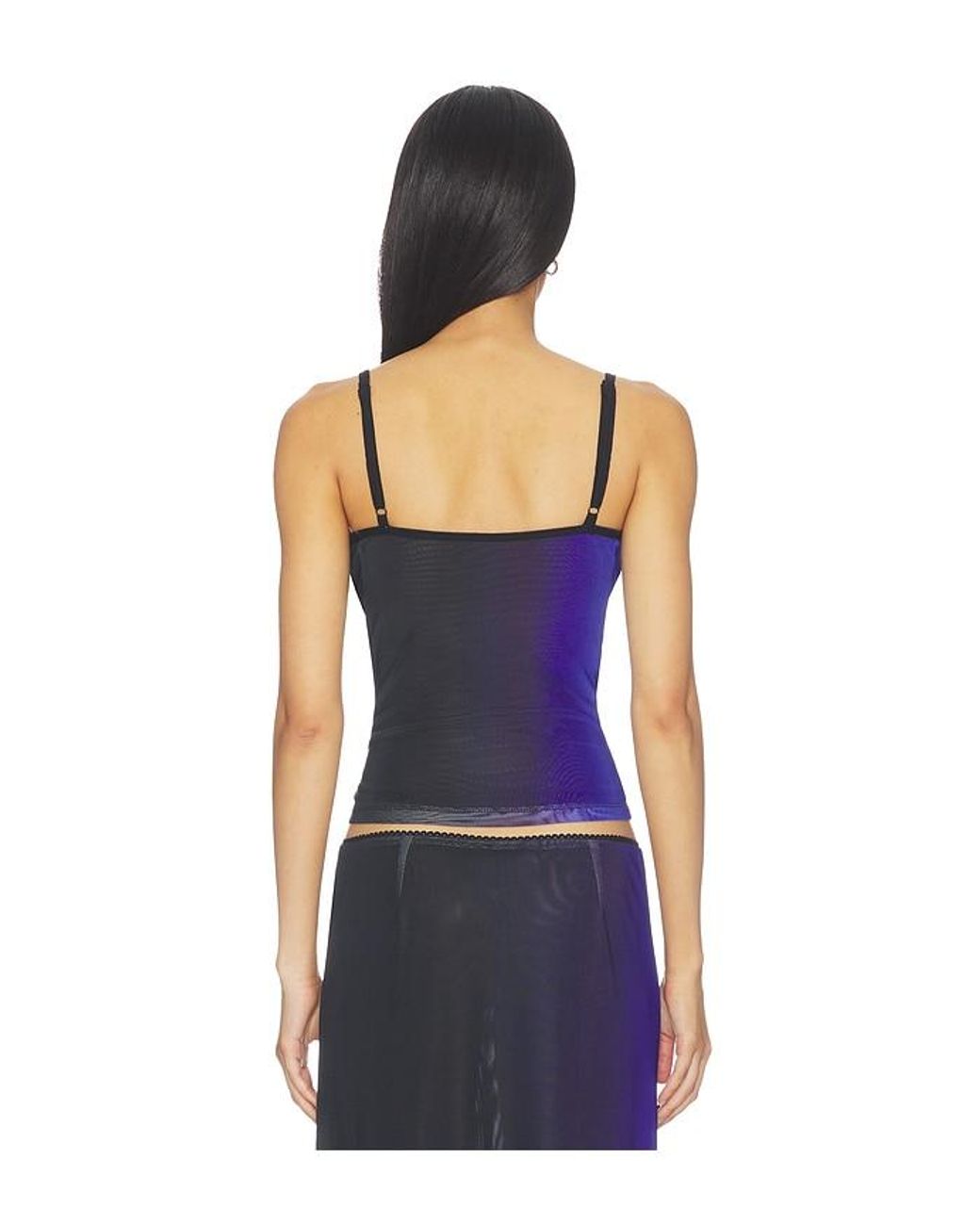 With Harper Lu Blue Mesh Camisole Top