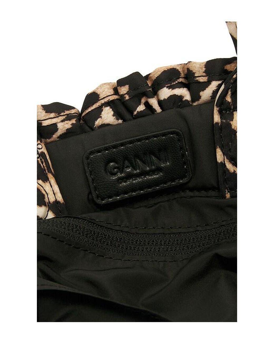 Ganni Black Mini Shopper Ruffle Print