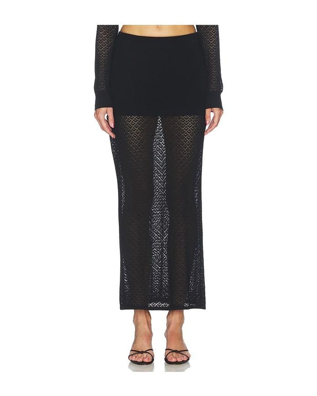 Lovers + Friends Black Belen Pointelle Skirt