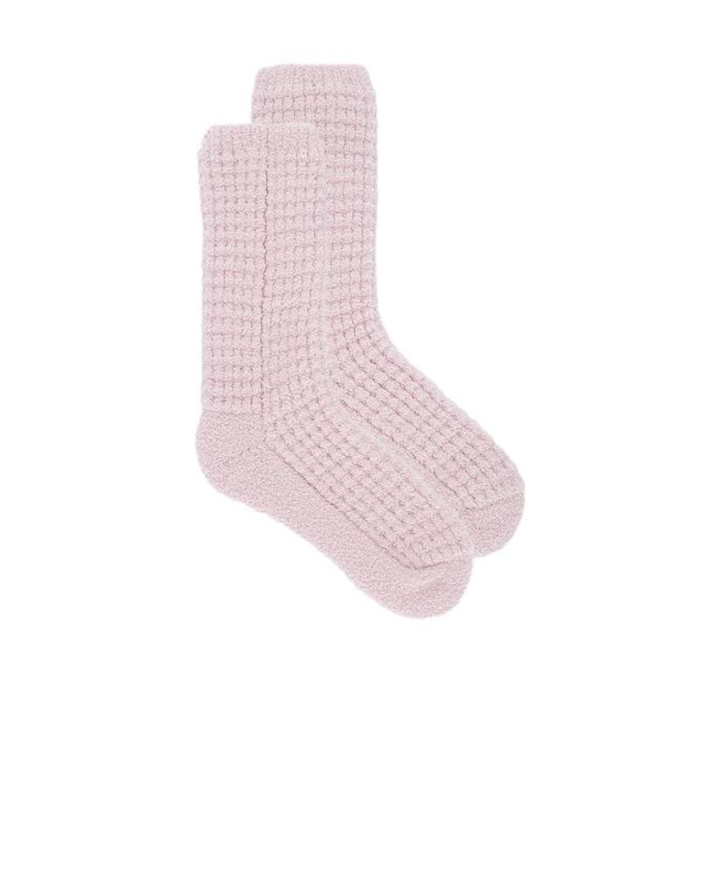 Barefoot Dreams Pink Cozychic Waffle Socks