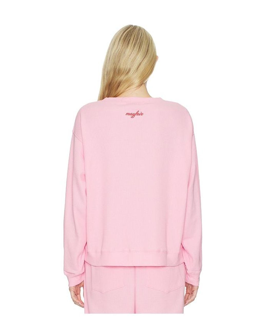 The Mayfair Group Pink Somebody Love You Waffle Crewneck Sweatshirt