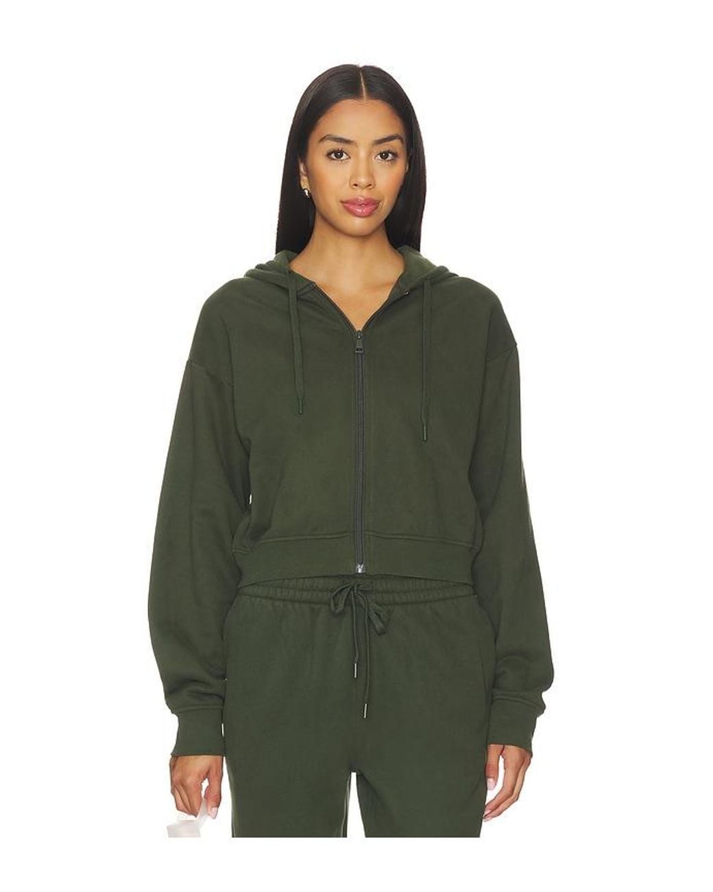Beyond Yoga Green Luxe Fleece Zip Up Hoodie