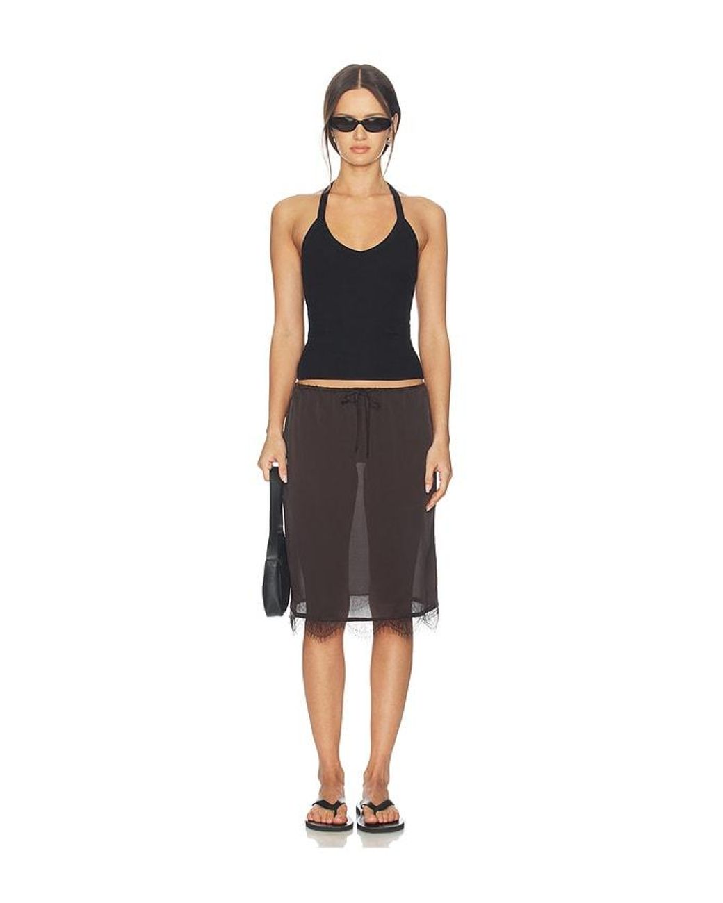 ÉTERNE Black V-Neck Racerback Tank