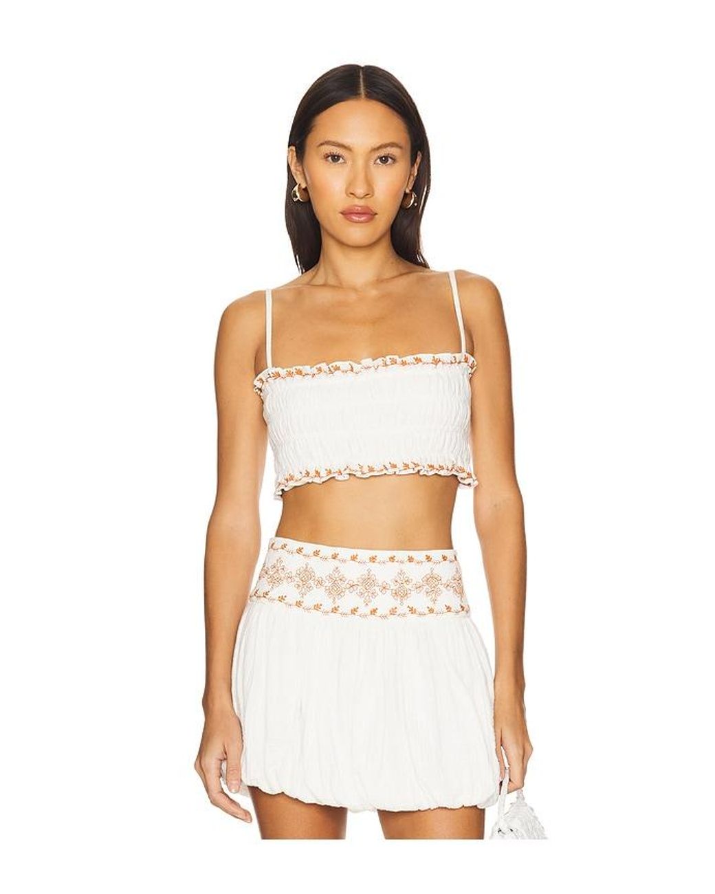 Rococo Sand White Smocking Bandeau Top