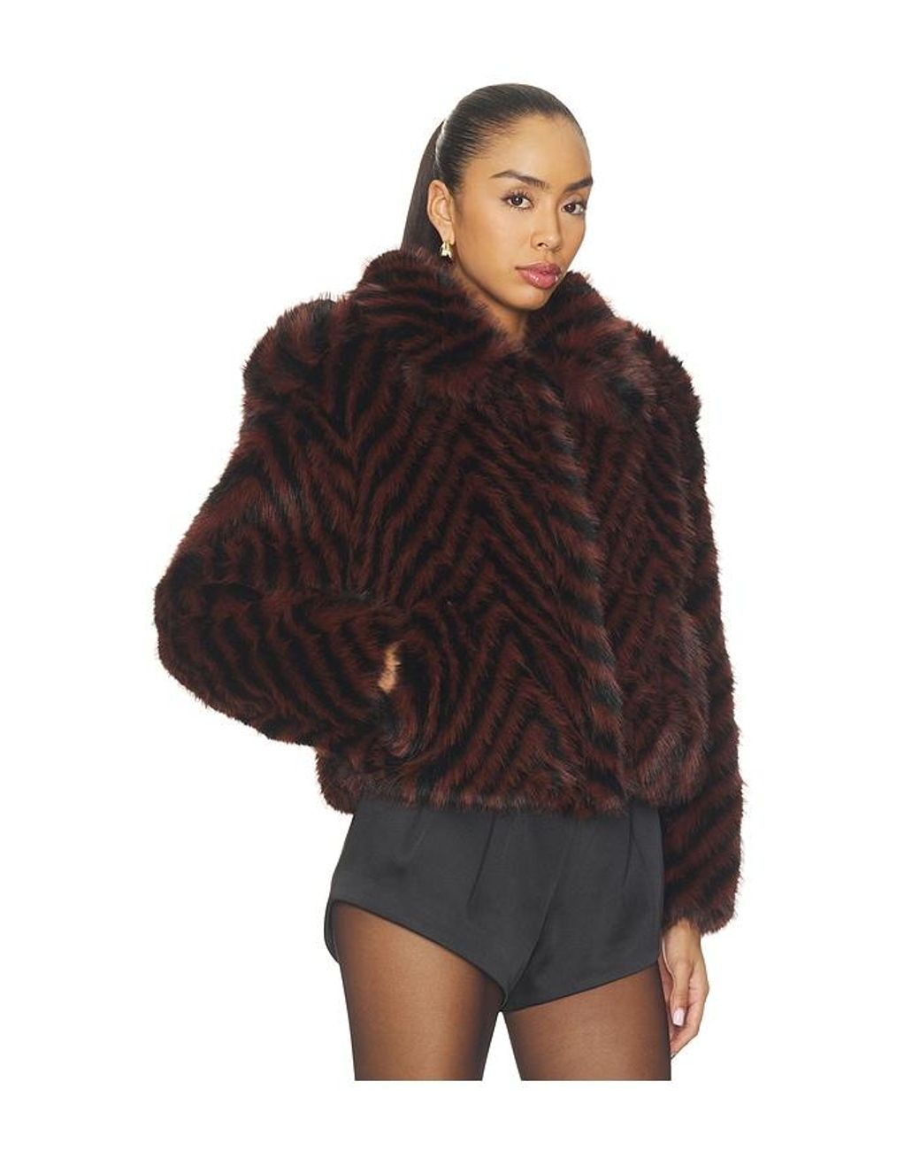 retroféte Black Segrid Faux Fur Bomber