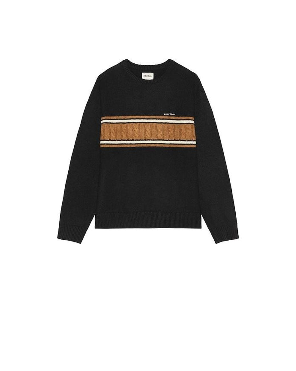 Rhythm Black Mohair Stripe Knit Sweater for men
