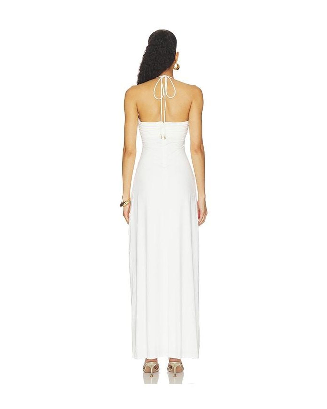 Runaway the Label White Nina Ruched Halter Maxi Dress