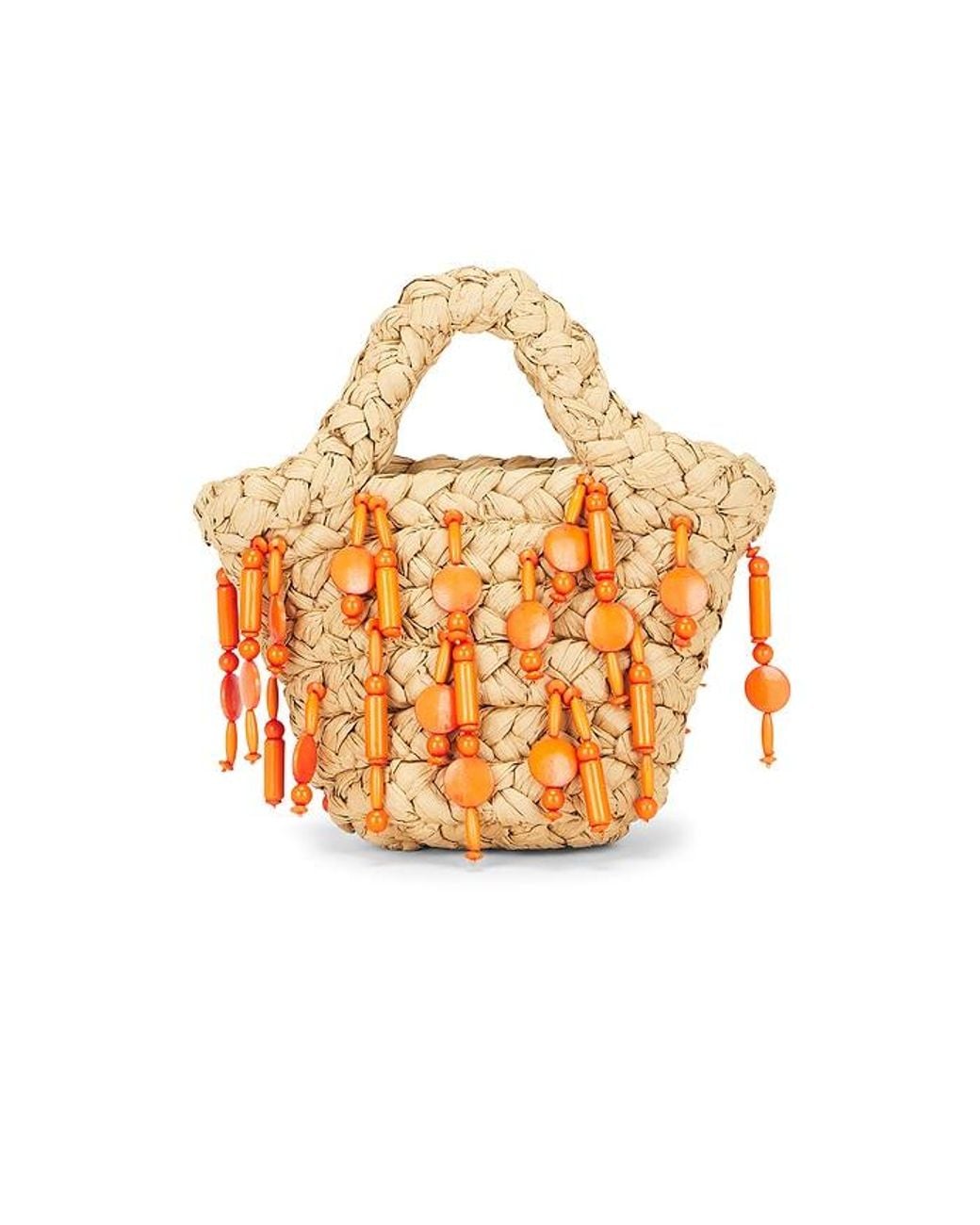 Simon Miller Orange Beaded Mercado Mini Tote Bag