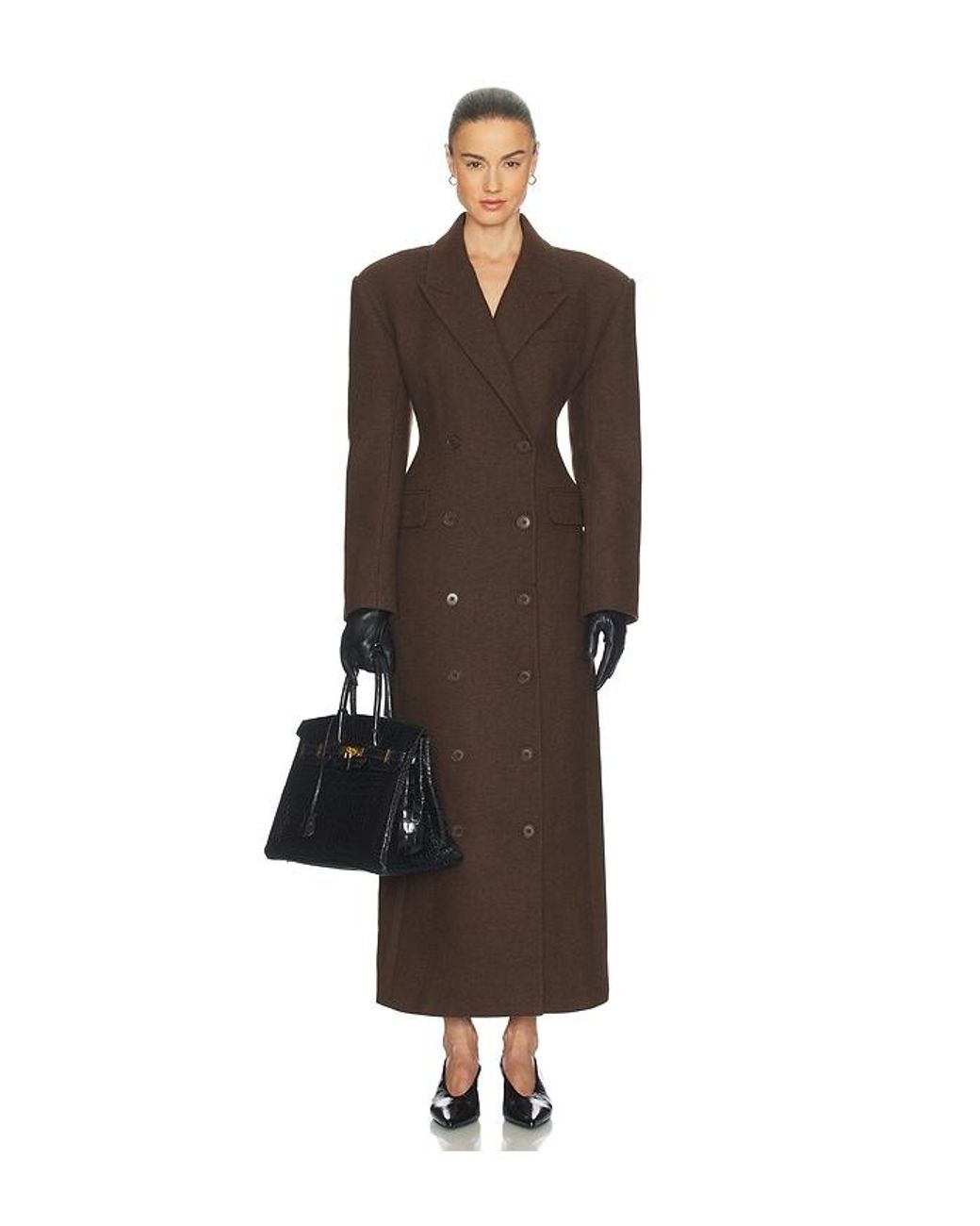 Helsa Brown Italian Wool Blend Extra Long Coat