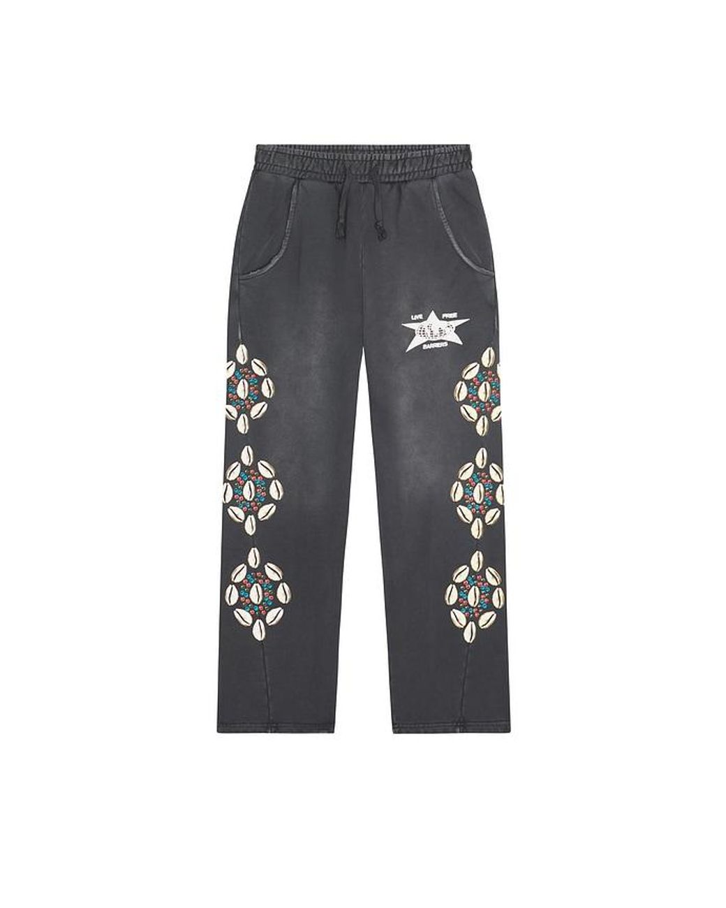Barriers Worldwide Black Cowrie Shell Sweatpant for men