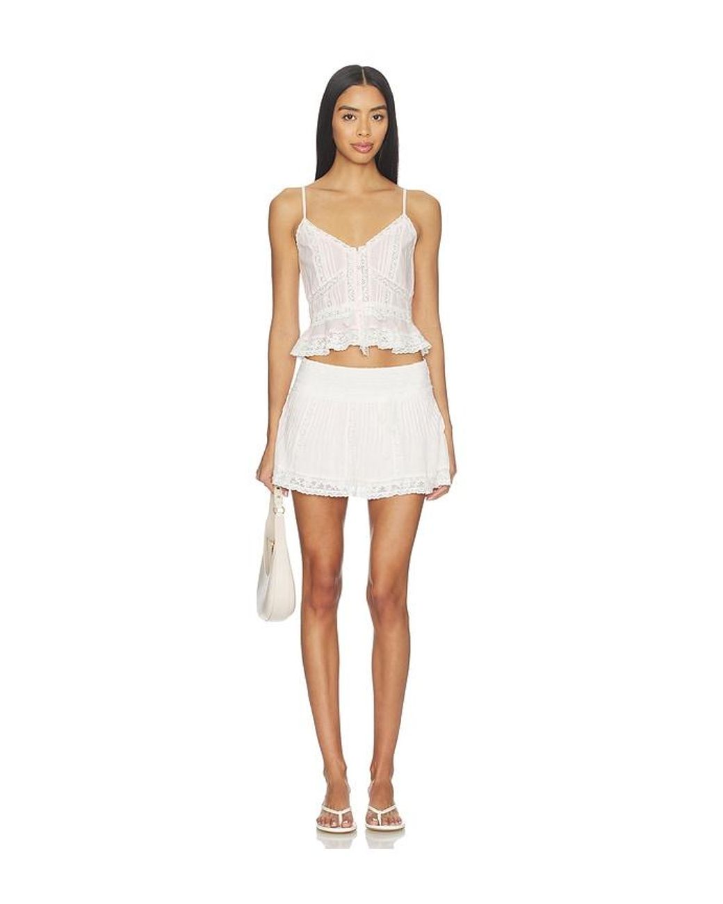 LoveShackFancy White Solena Skirt