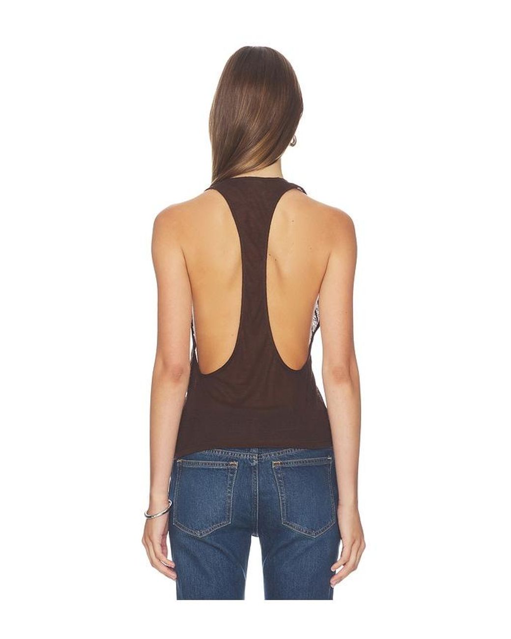 EB DENIM Blue Valley Sheer Racer Tank