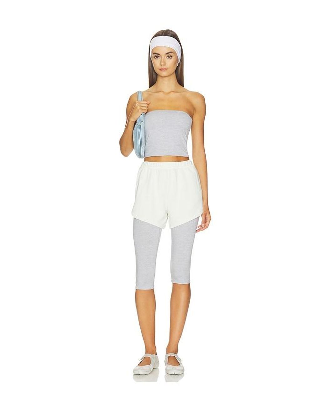 Beyond Yoga White Fade Out Mid Rise Short