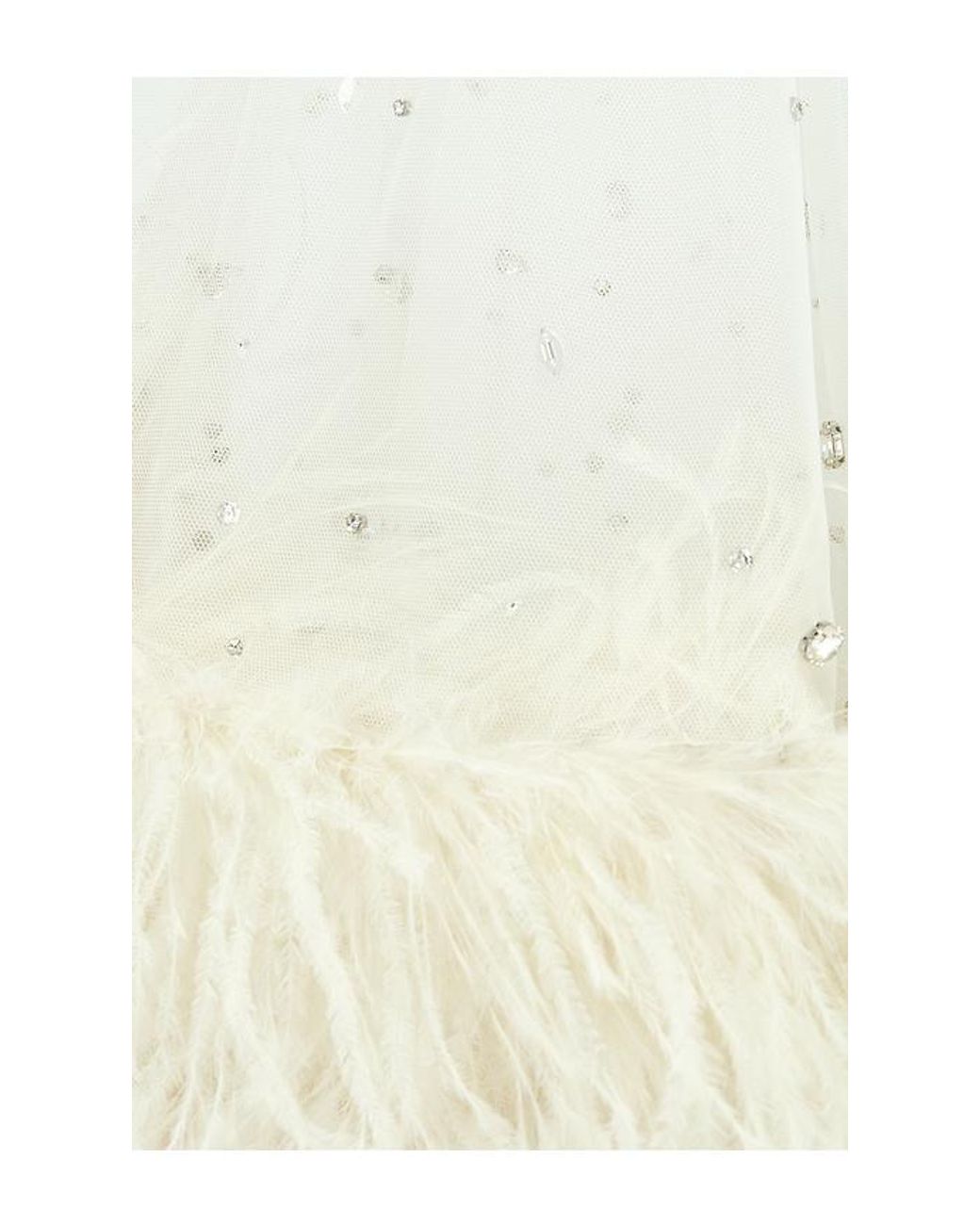 LAPOINTE White X Revolve Tulle Embroidered Short Veil With Feathers