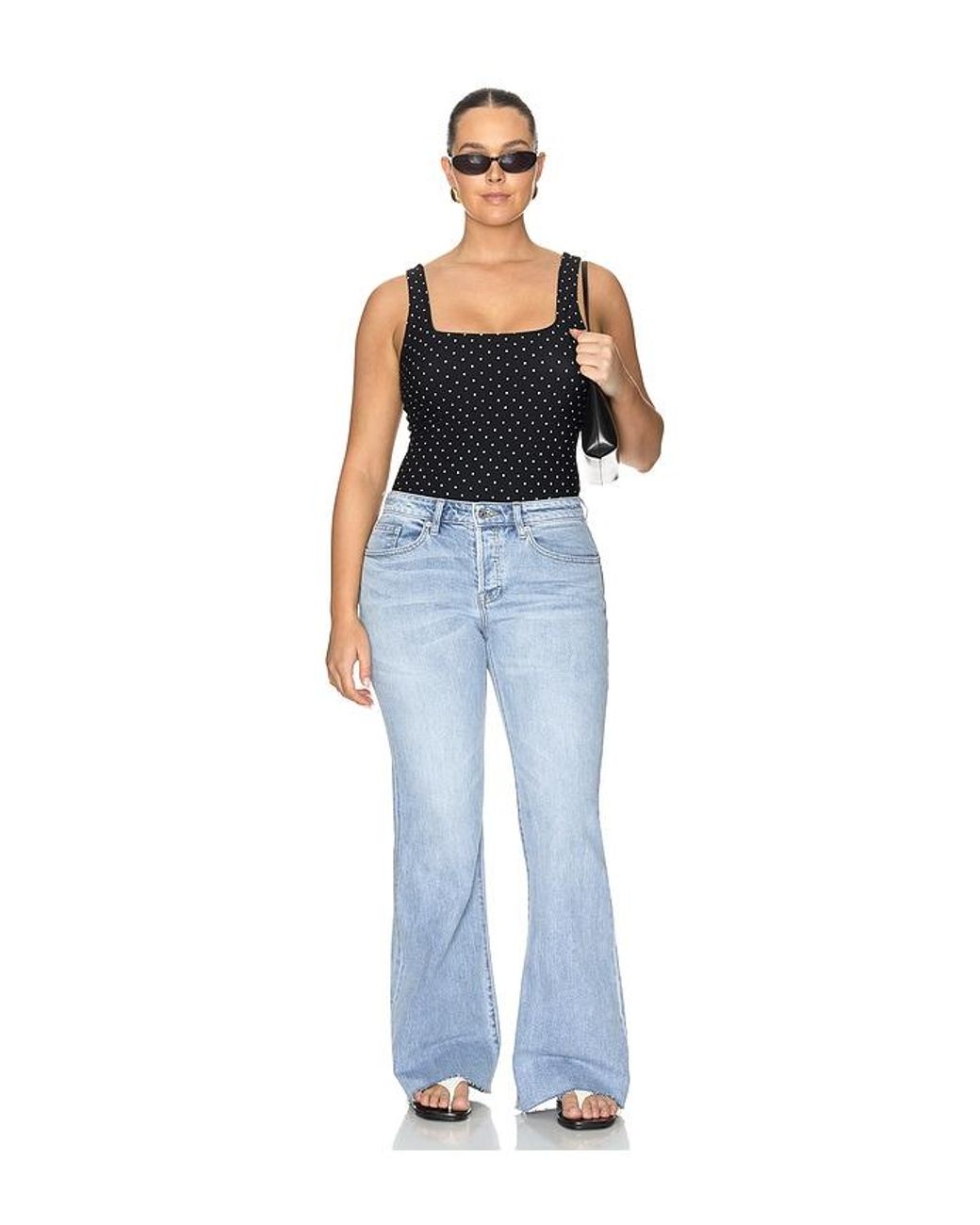 GOOD AMERICAN Black The Weightless Sculpting Modern Tank Bodysuit