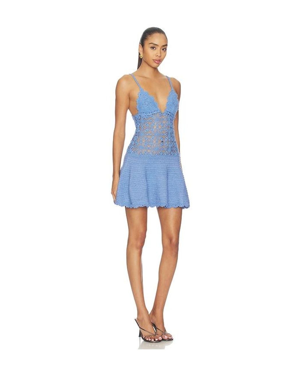 retroféte Blue Miles Crochet Dress