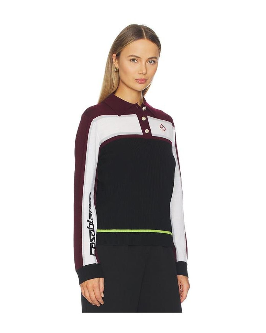 Casablanca Black Striped Oversized Polo Shirt