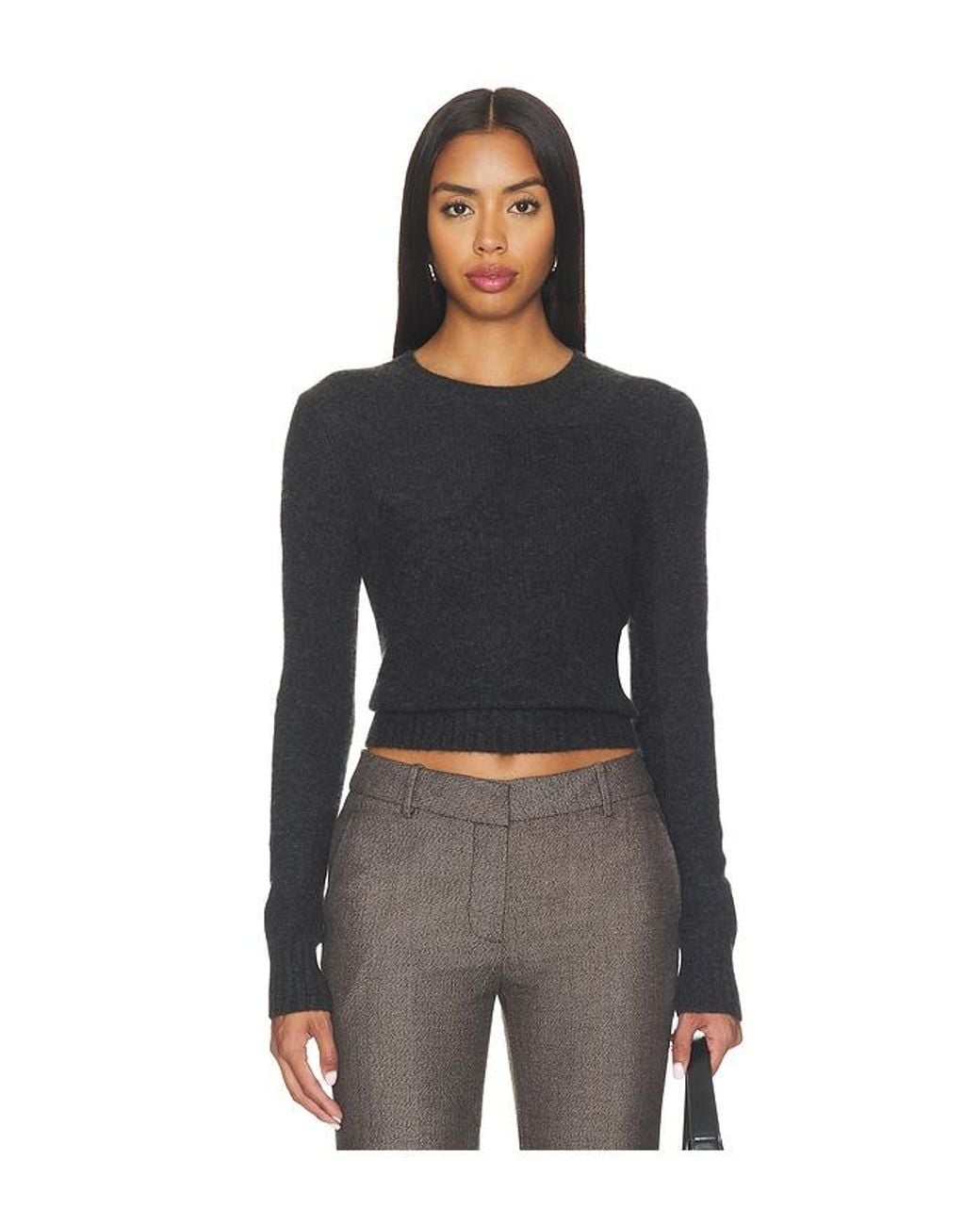 Enza Costa Black Cashmere Shrunken Crew