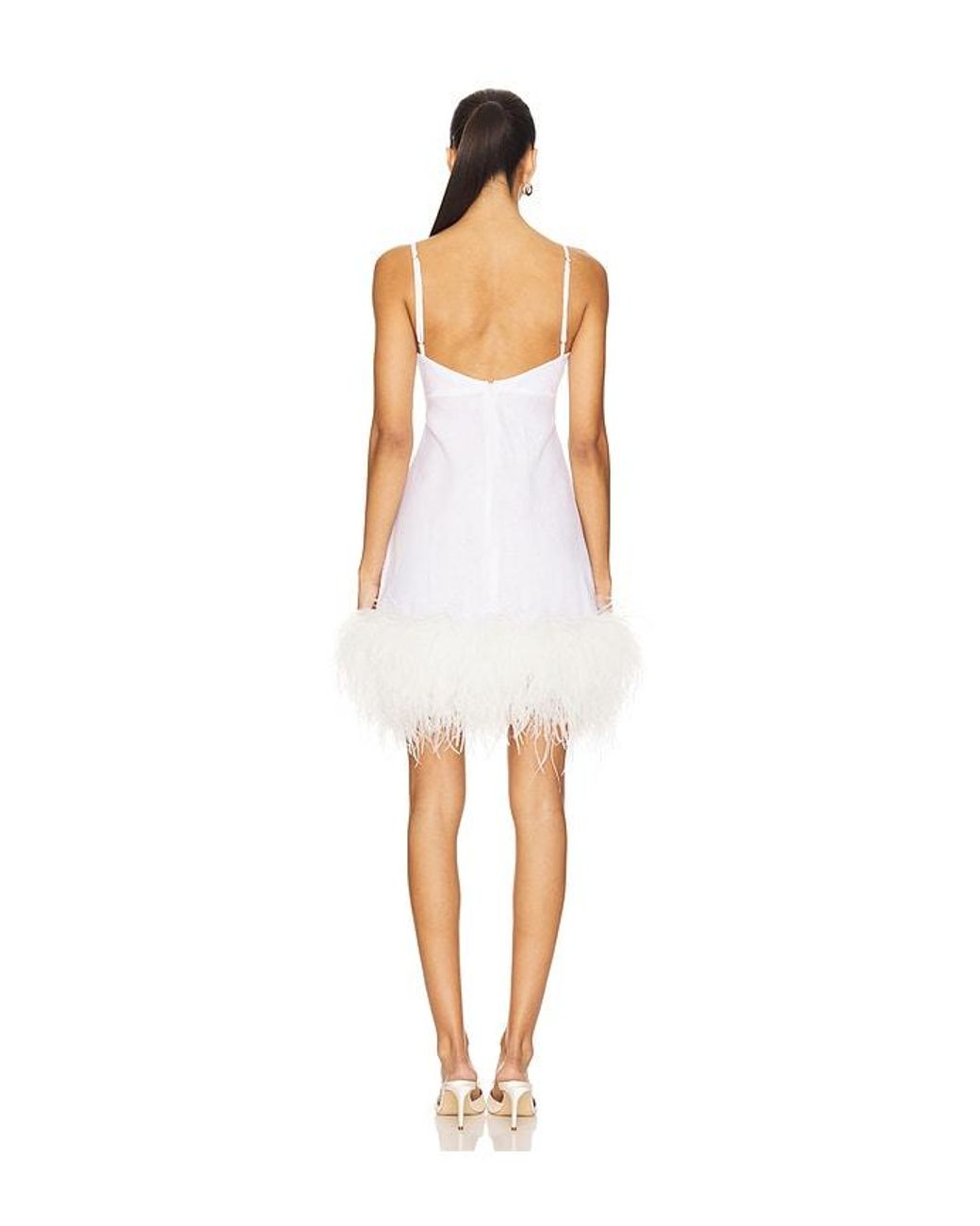 Milkwhite White X Revolve Mini Dress With Feathers