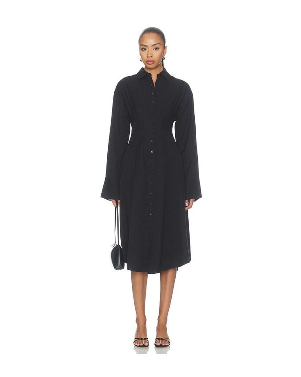 ALL THE WAYS Black Charitie Button Up Midi Dress