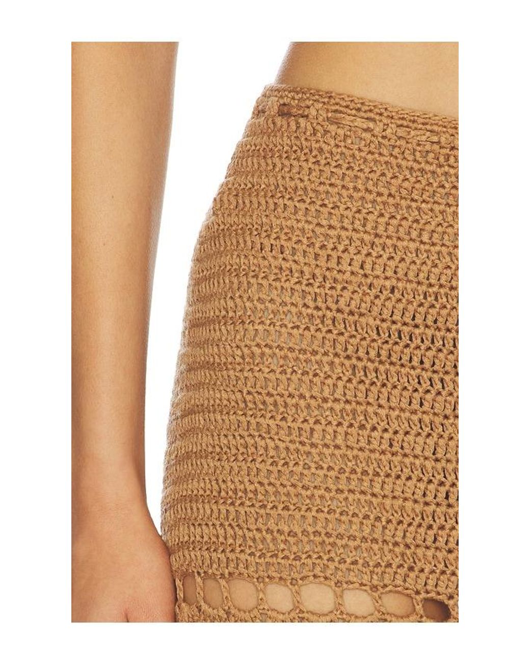 MORE TO COME Natural Elliana Crochet Mini Skirt