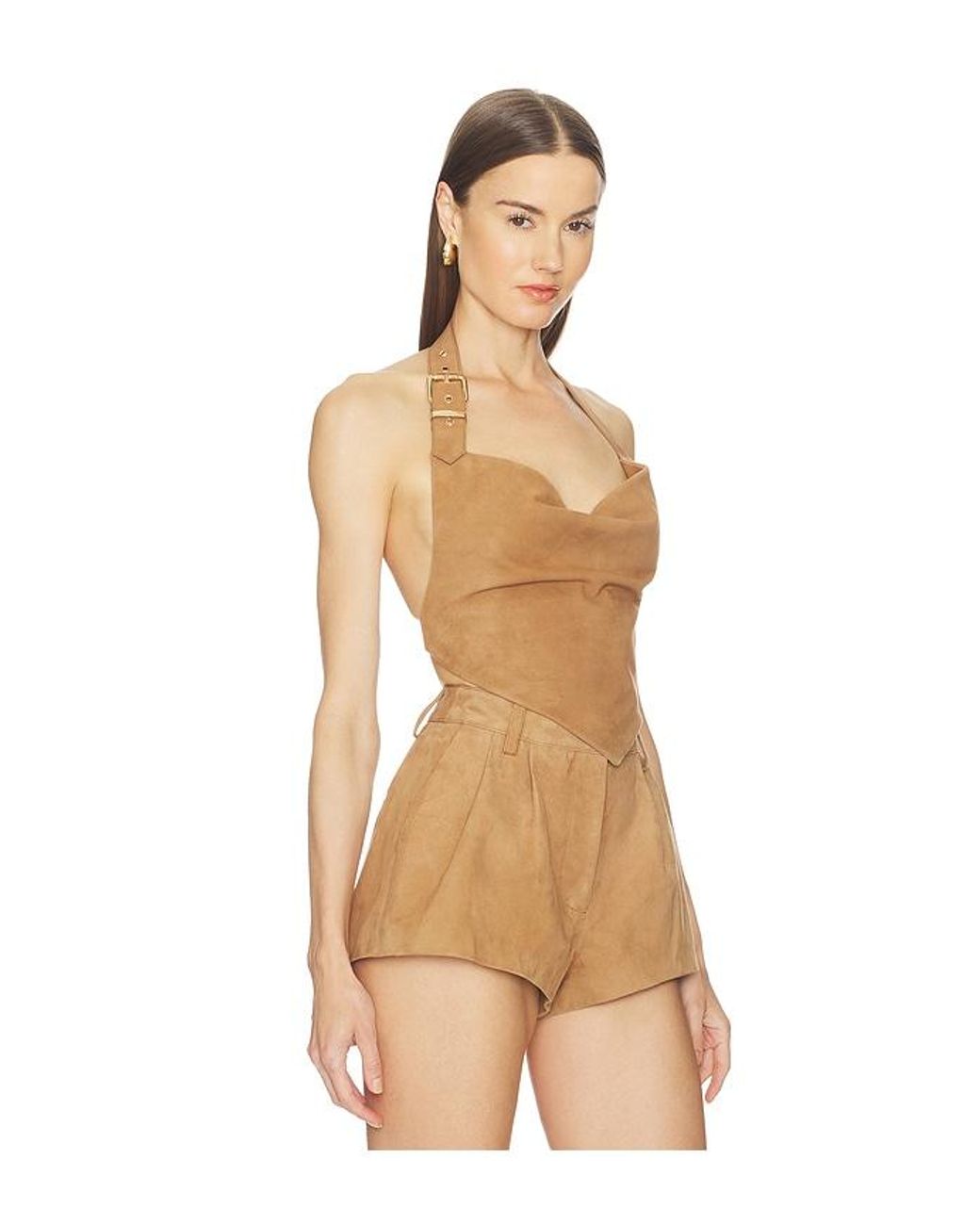 retroféte Natural Windsor Suede Top