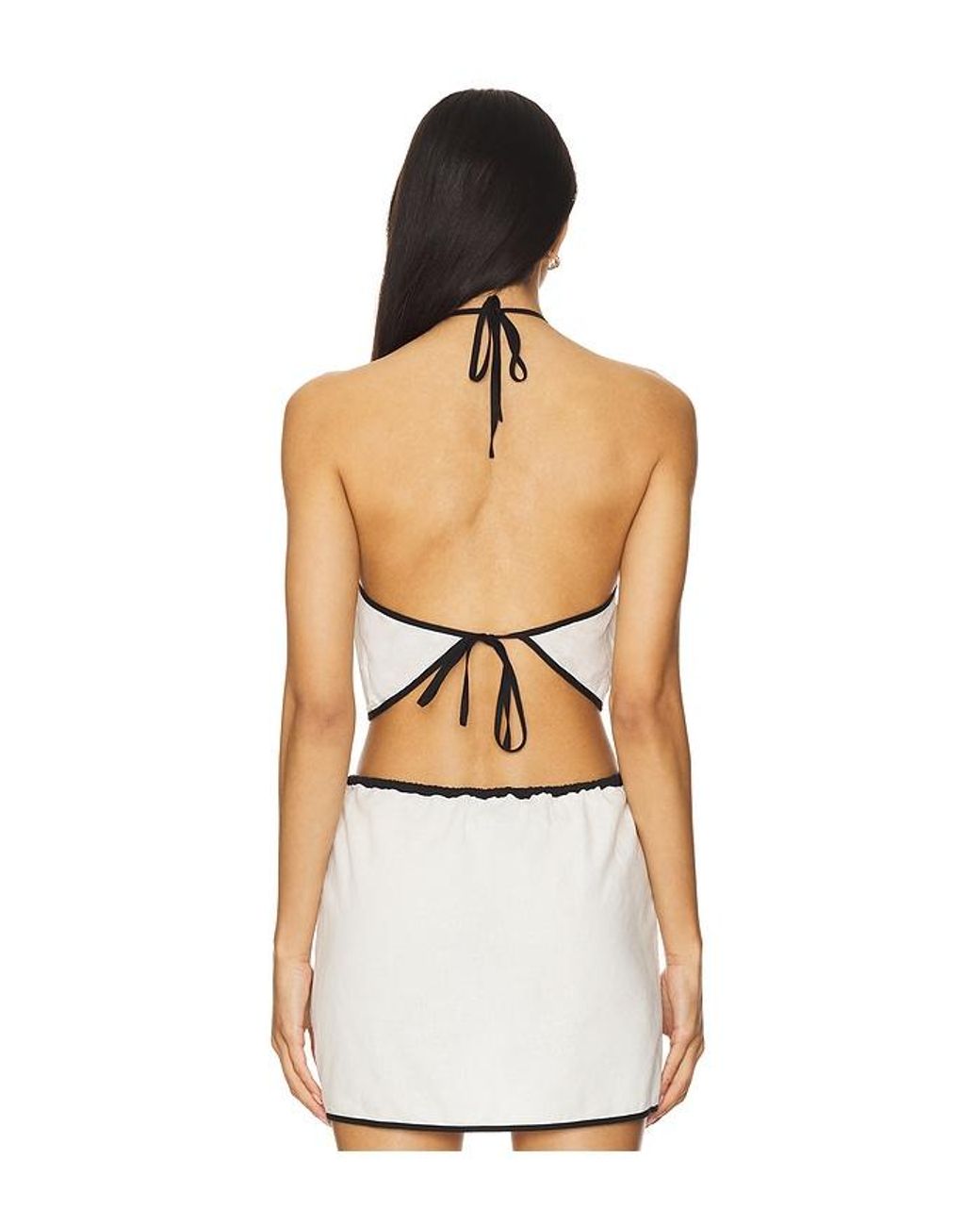 Onia White Air Linen Cropped Halter Top