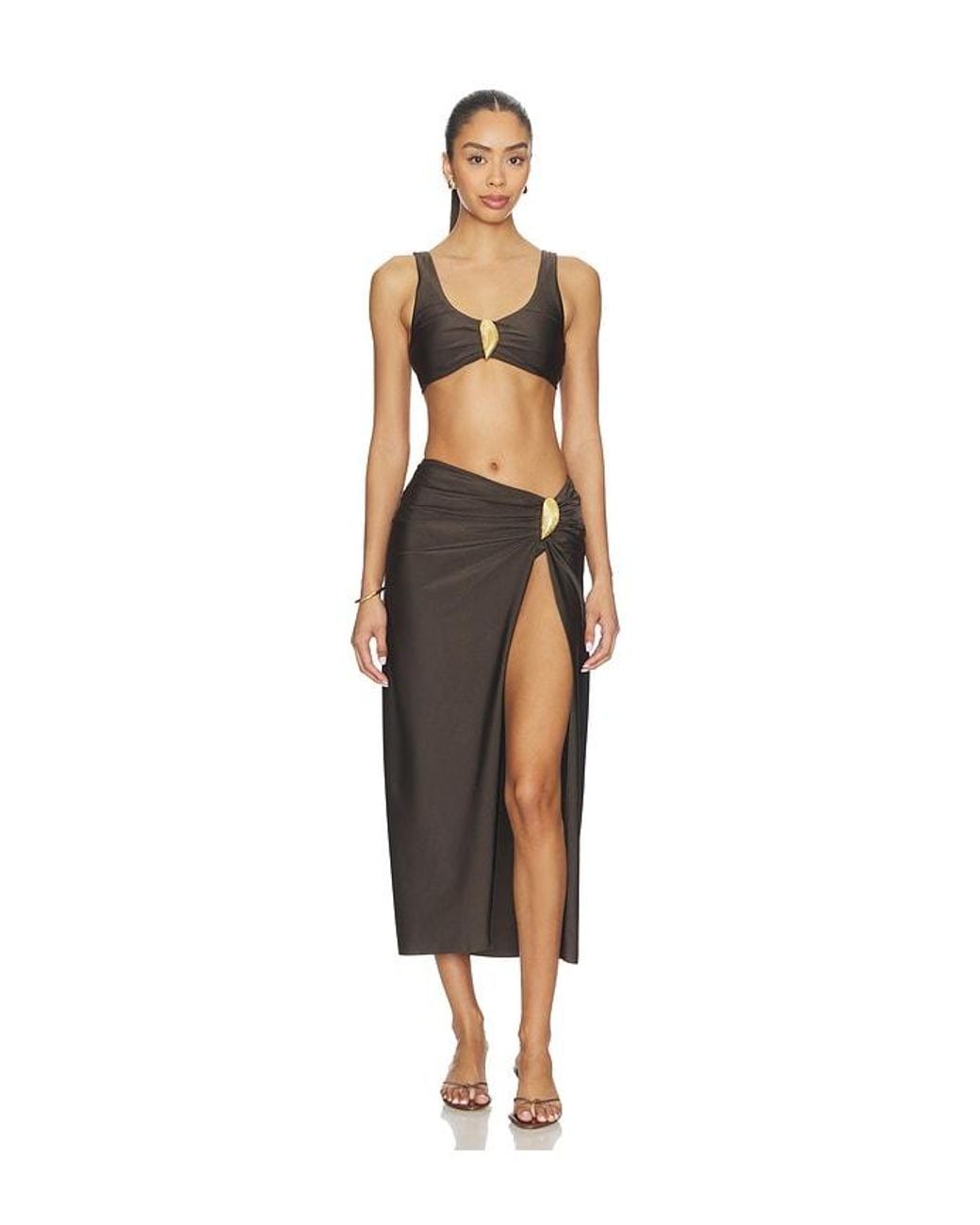 Jonathan Simkhai Black Eiana Shell Midi Skirt