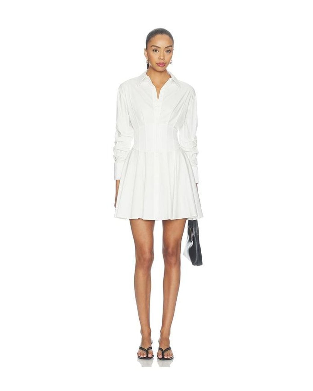 Alice + Olivia White Edie Corset Button Down Mini Dress