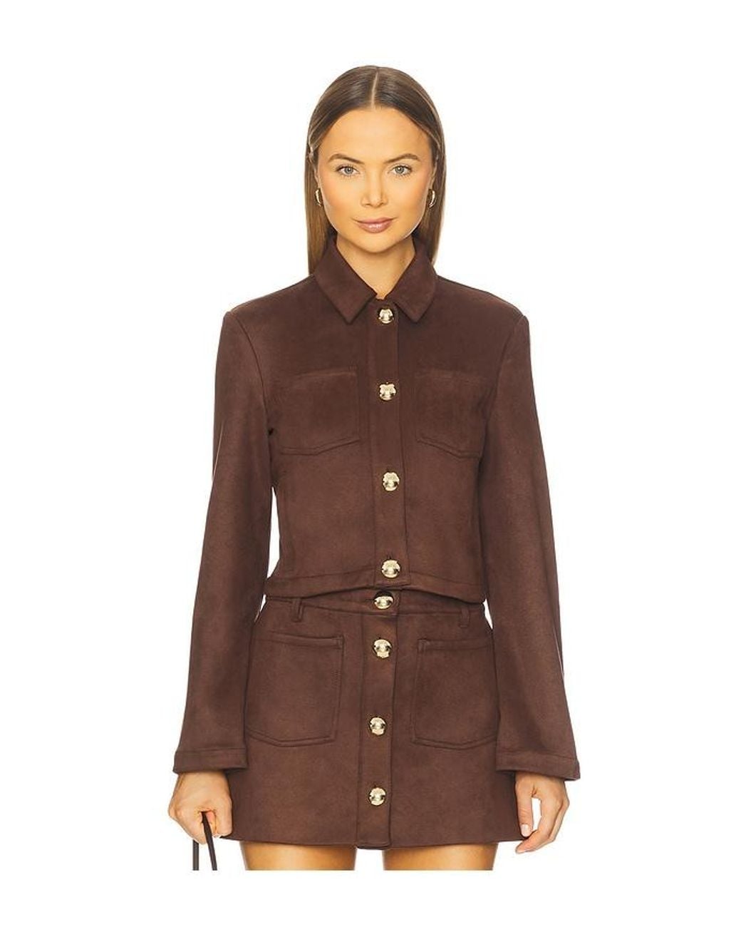 Bardot Brown Lorenzo Faux Suede Shirt