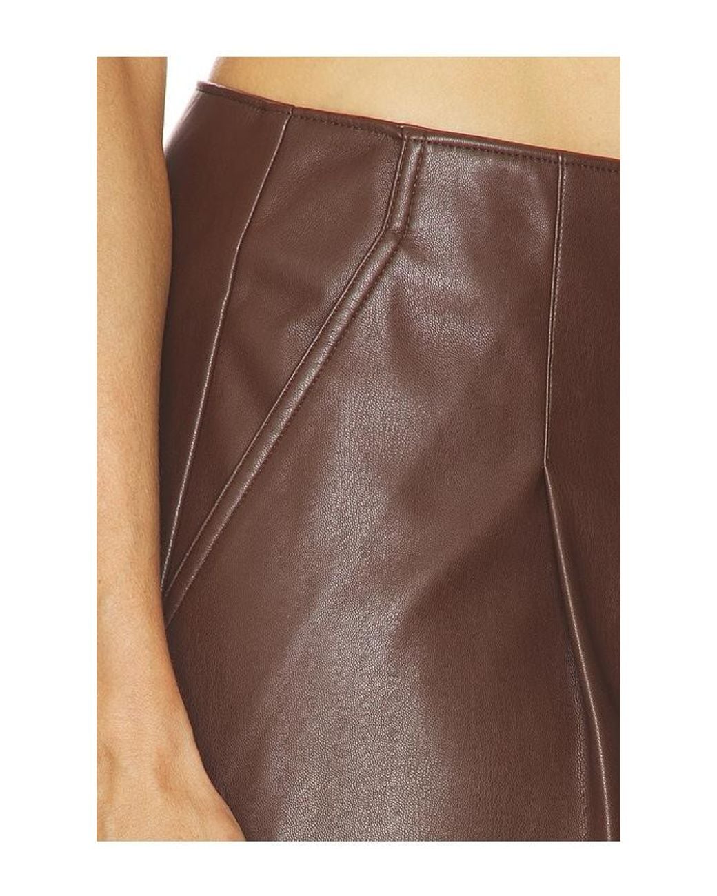 Hudson Brown Faux Leather Pleated Trouser Short
